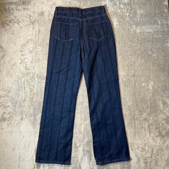 PrettyLittleThing Indigo Wash Stripe Denim Straight Leg Jeans Size 4 New - Picture 4 of 9